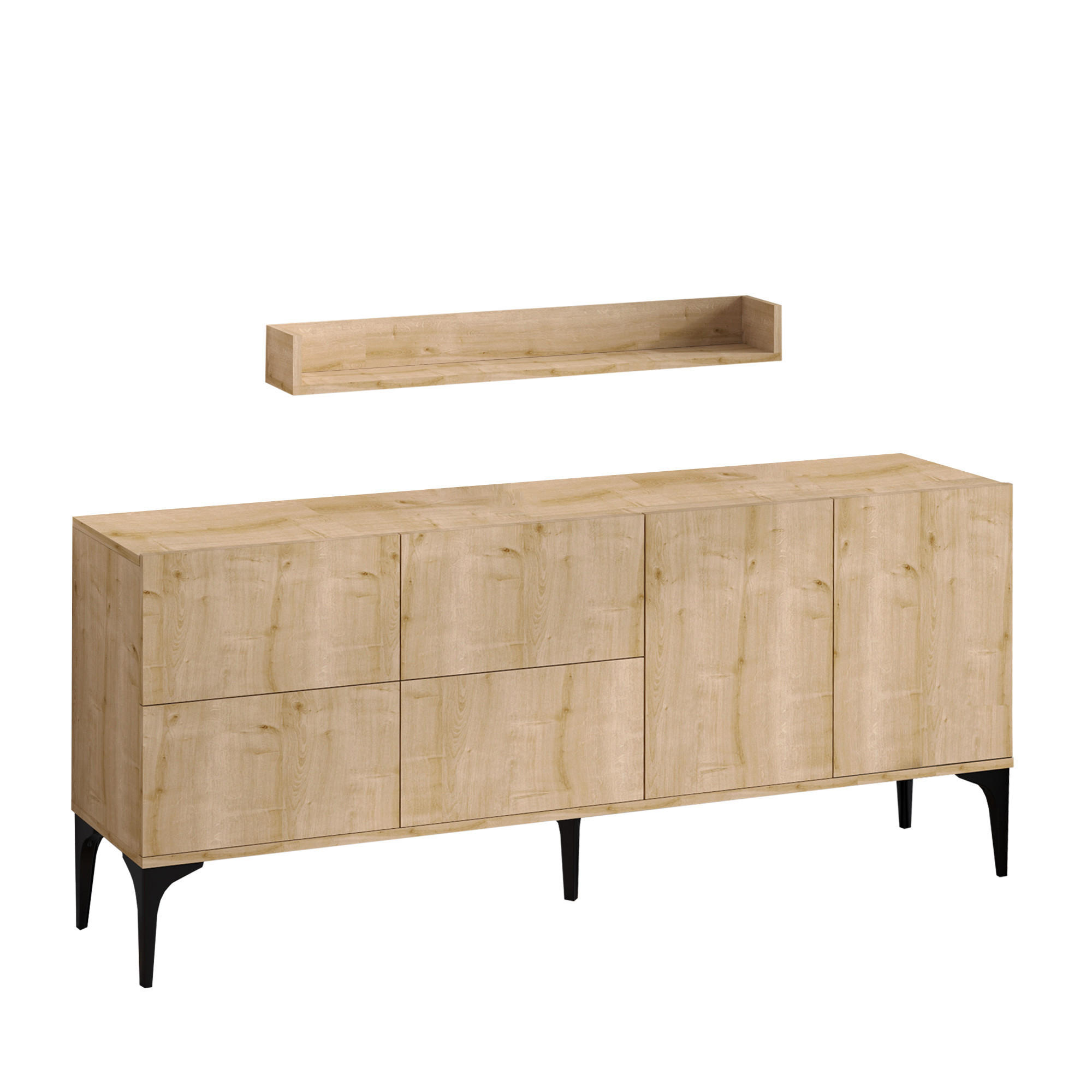 BUFFETSCHRANK stella beige - Eichefarben, Holzwerkstoff (180/55/40cm) - Habitat Garten