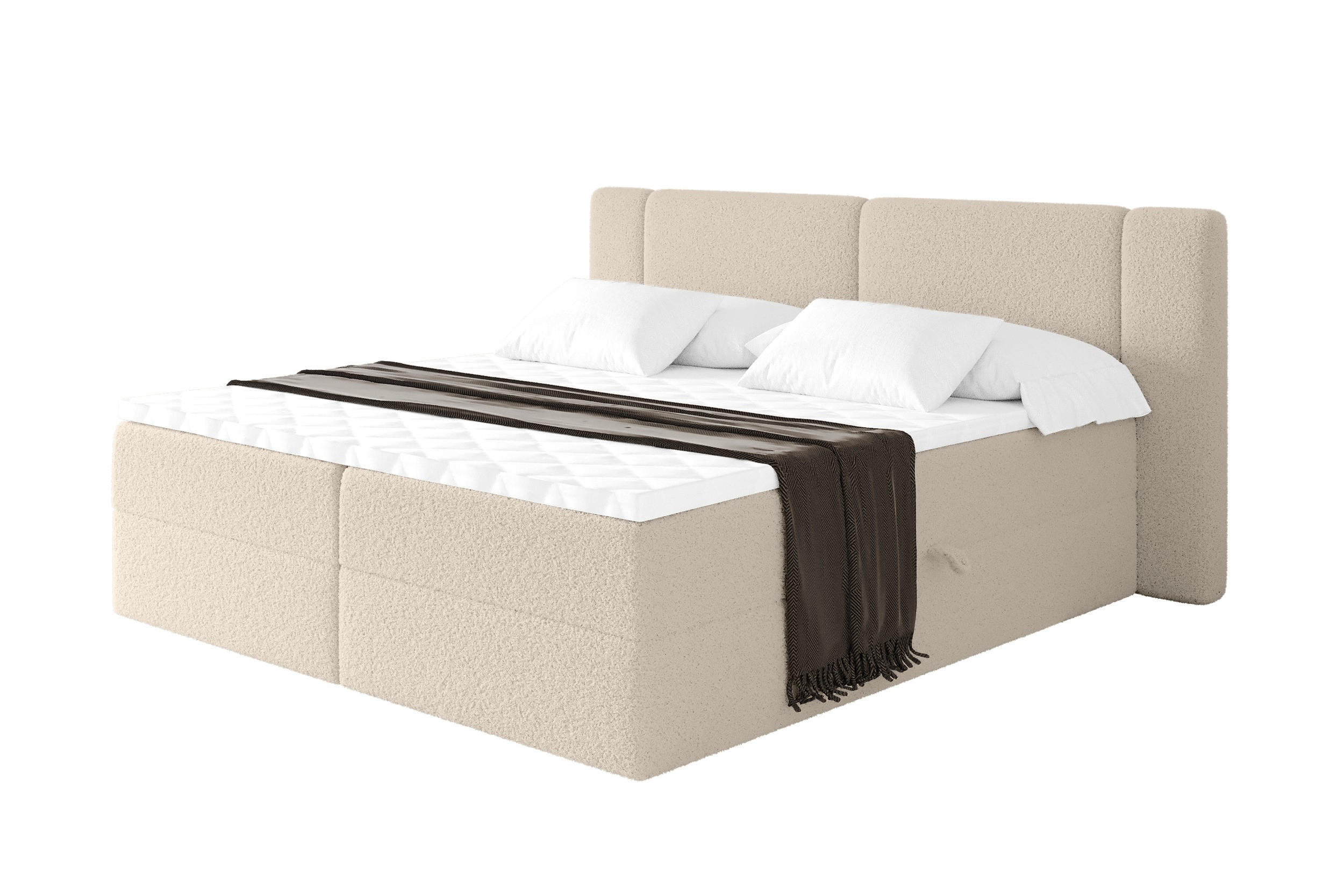 BOXBETT mit Matratze H4 - EVON - 140x200 cm Dunkelbeige - Cappuccino, Holzwerkstoff (140/200cm) - ALTDECOR