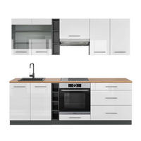 KÜCHENZEILE Fame-Line Weiß Hochglanz/Anthrazit 235 cm, AP Eiche - Weiß Hochglanz/Anthrazit, Holzwerkstoff (235/81.6/60cm) - Vicco
