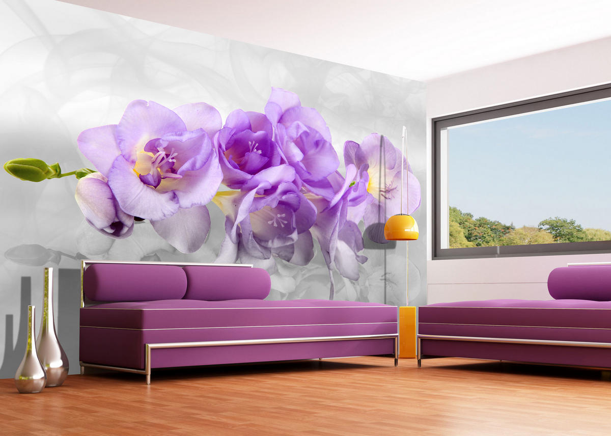 FOTOTAPETE Blumen 375 x 270 cm - Lila, Papier (375/270cm) - Sanders & Sanders