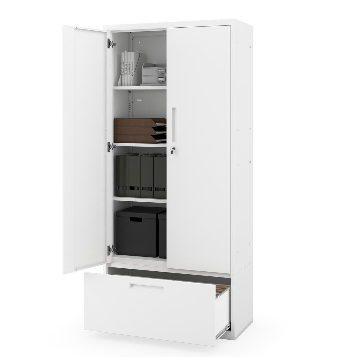 METALLSCHRANK Megan - Weiß, Metall (90/195/40cm)