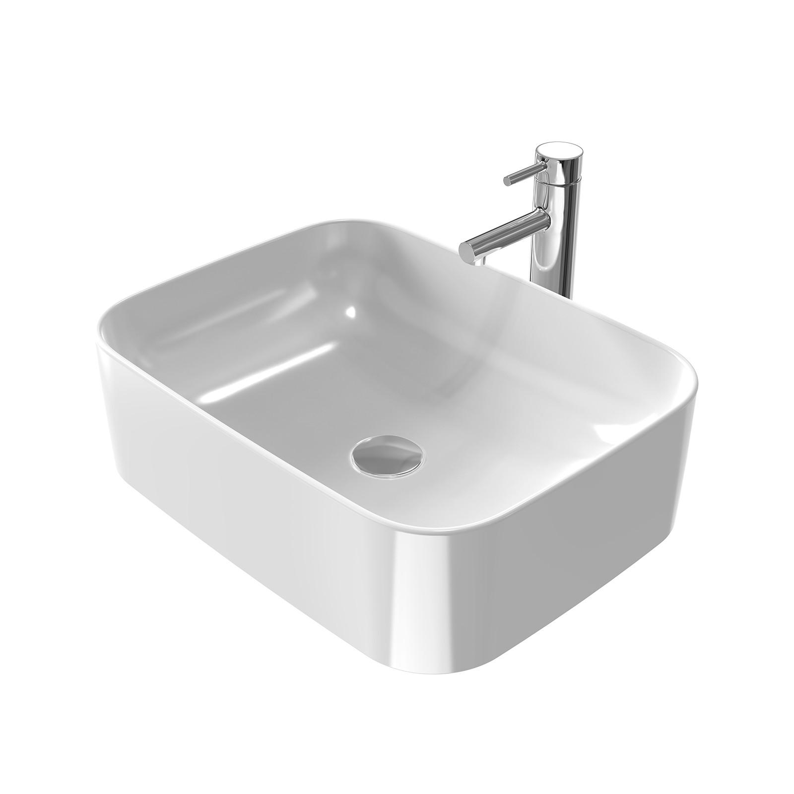 WASCHBECKEN mit pflegeleichter Oberfläche Weiß 50,5 / 38 / 15 cm - Weiß Hochglanz, Keramik (38/15/50.5cm) - EMKE