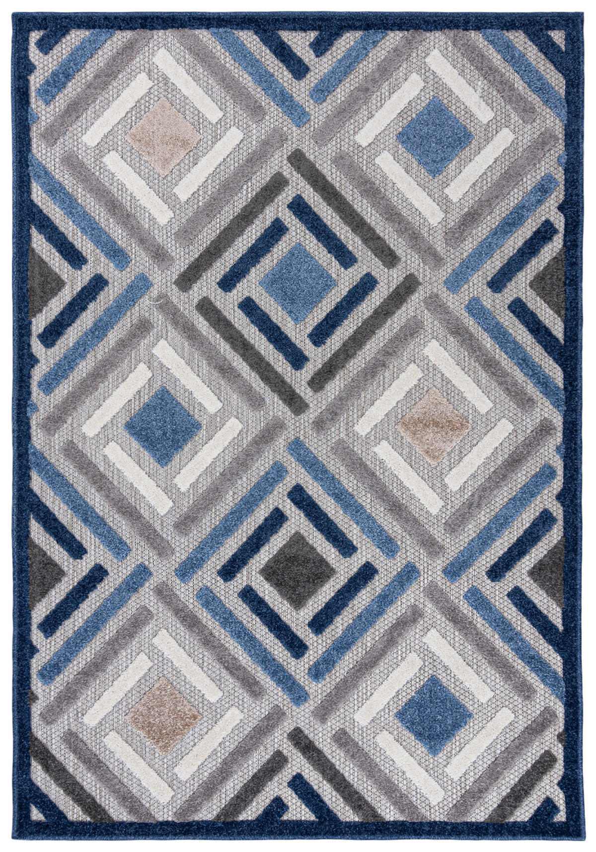 TEPPICH In-Outdoor Blau Abstract - Kurzflor Rechteckig Grau - 140 x 200 cm - Blau, Textil (140/200cm) - Mazovia