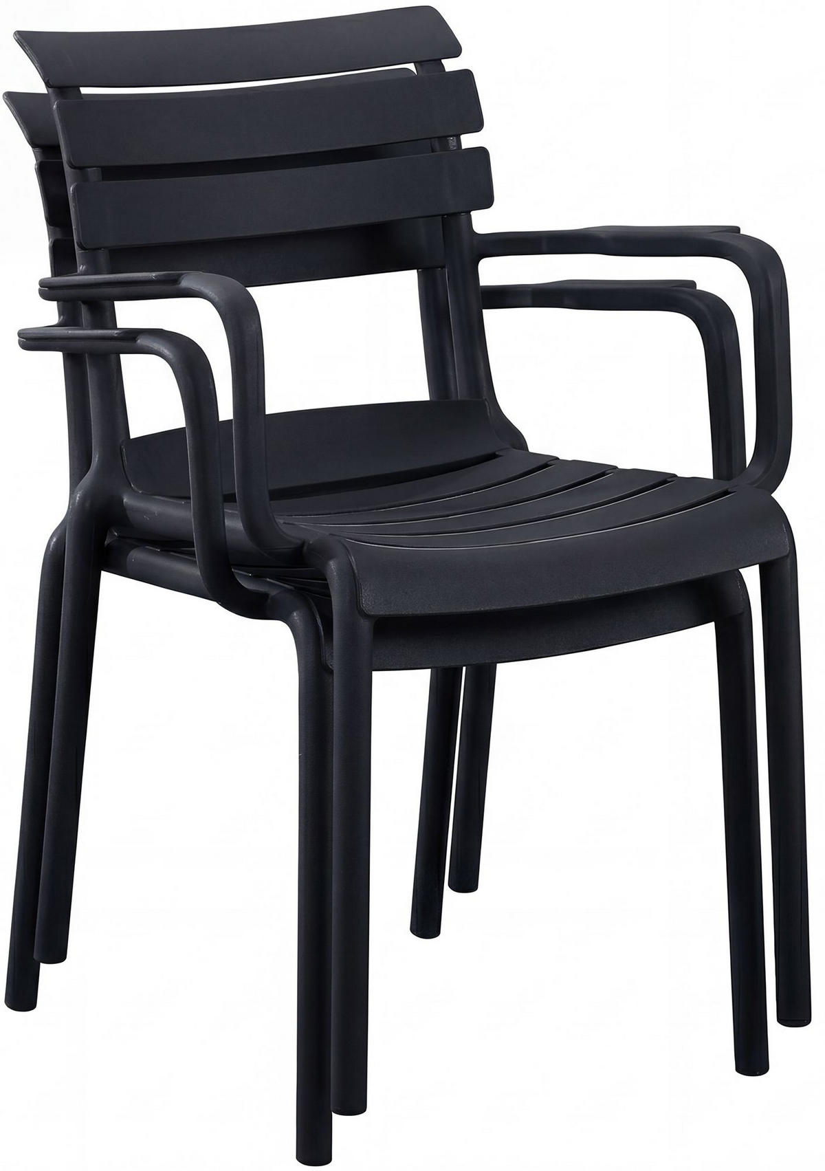 GARTENMÖBEL-SET Nora 2 Stühle 186x72x82cm Kunststoff Schwarz Balkonset - Schwarz, Kunststoff - DELUKE