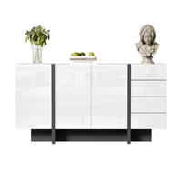 SIDEBOARD 150/40/80,5 cm in Weiß/Schwarz mit 2 Türen und 4 Schubladen - Weiß, Holzwerkstoff (150/80.5/40cm) - Flora Grace