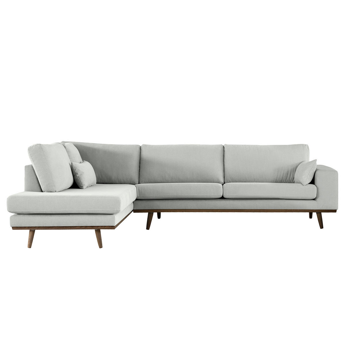 ECKSOFA mit Ottomane - Eichefarben/Grau, Naturmaterialien/Eichenholz (287/219cm) - home24