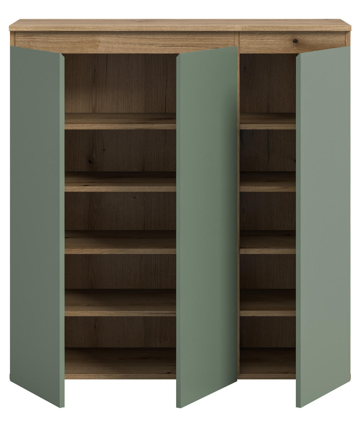 KOMMODE grün, Evoke Eiche 105 x 11 cm, Anrichte mit 10 Fächern - Eichefarben/Schwarz, Holzwerkstoff/Kunststoff (105/111/37cm) - Inn.Furn