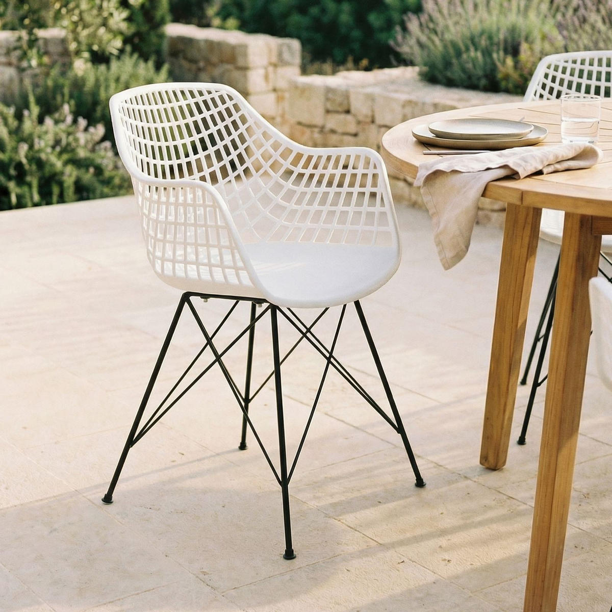 GARTENSTÜHLE ALICANTE 4ER-SET - Weiß, Textil (59/87/54cm) - IDIMEX