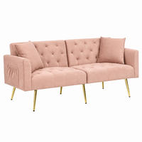 SOFA mit verstellbarer Rückenlehne 2-Sitzer Samt Pink - Pink, Holzwerkstoff (177/74/78cm) - Meubliv