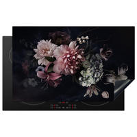 HERDABDECKPLATTE Blumen - Vintage - Pastell - Rosa - Weiß 85x52 cm - Altrosa, Kunststoff (85/0.2/52cm) - MuchoWow