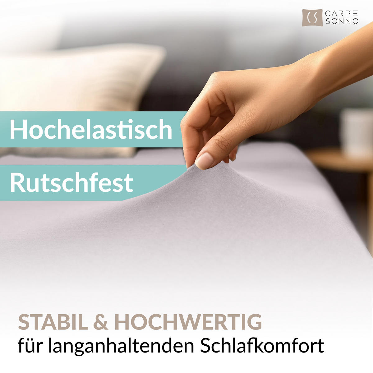 JERSEY-SPANNBETTTUCH 180x200 - 200x200 Große Bettlaken aus 100% Baumwolle, Spannbettlaken Laken Uni Platin - Platinfarben, Textil (200/200cm) - Carpe Sonno