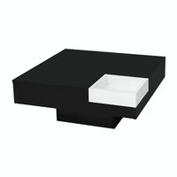 COUCHTISCH Hochglanz 72x72cm LED-Beleuchtung abnehmbare Box Schwarz-Weiß - Schwarz, Holz (85.5/81/11.5cm) - FLIEKS