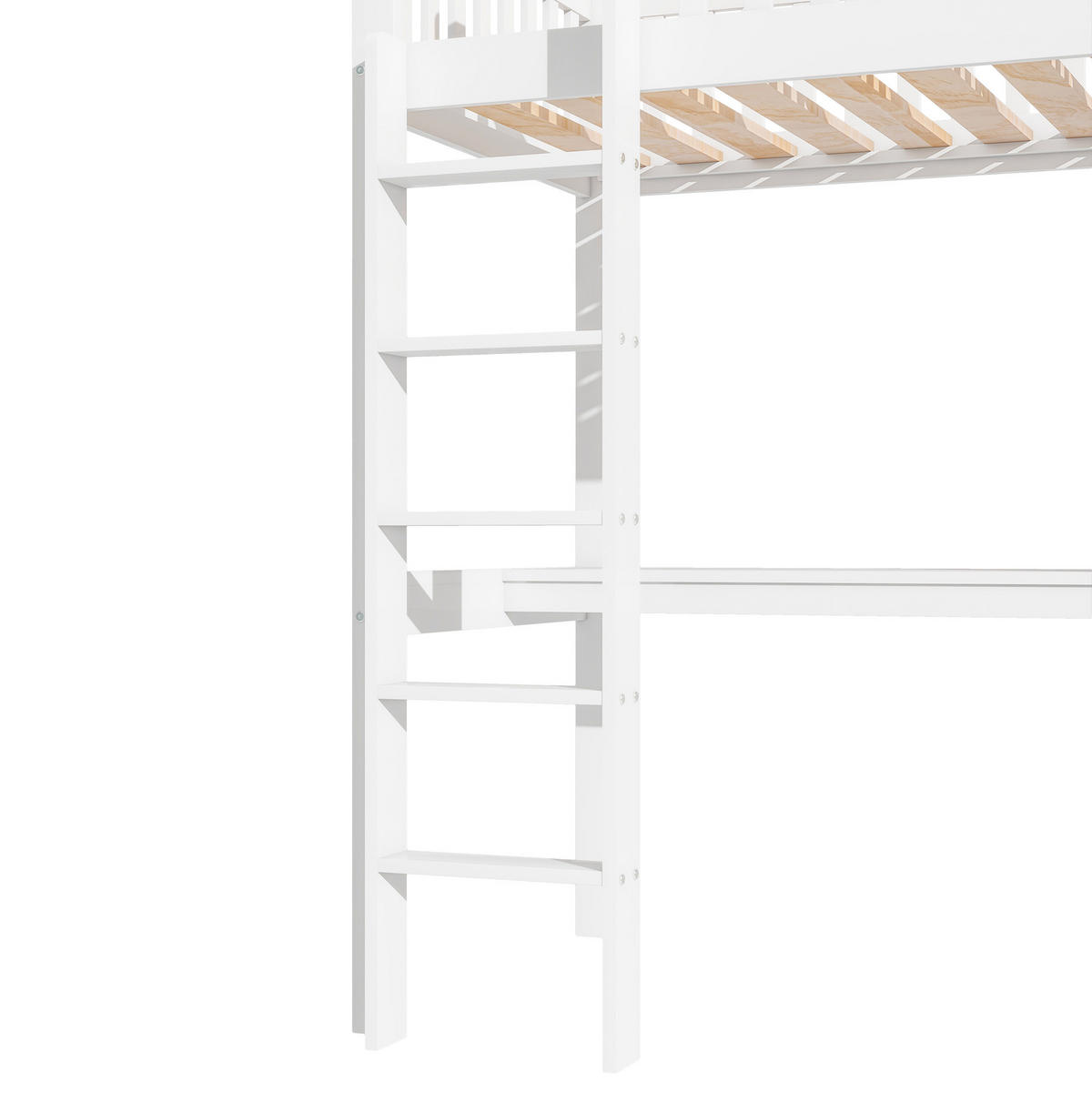 HOCHBETT 90/200 cm in Weiß mit Schreibtisch, Kleiderschrank und Treppe - Weiß, Holz (90/200cm) - BEAOK