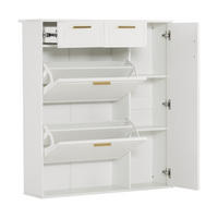 SCHUHSCHRANK Modern Goldgriffe Weiß 95x24x107.5cm - Weiß, Holzwerkstoff (24/107/95cm) - FLIEKS