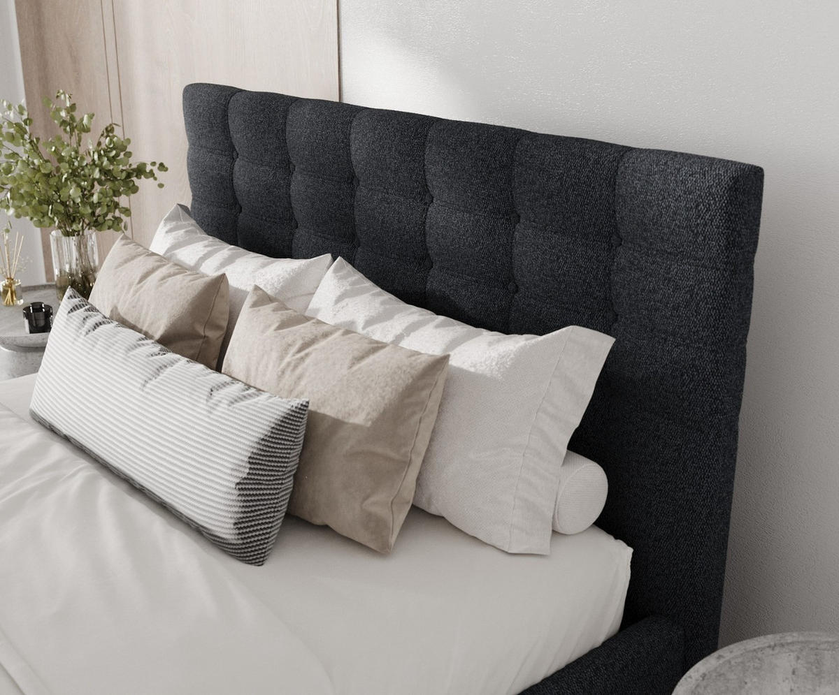 POLSTERBETT Soma 120/200 cm Anthrazit im Riva Stoff - Anthrazit/Naturfarben, Holz/Holzwerkstoff (120/200cm) - AltaBeds
