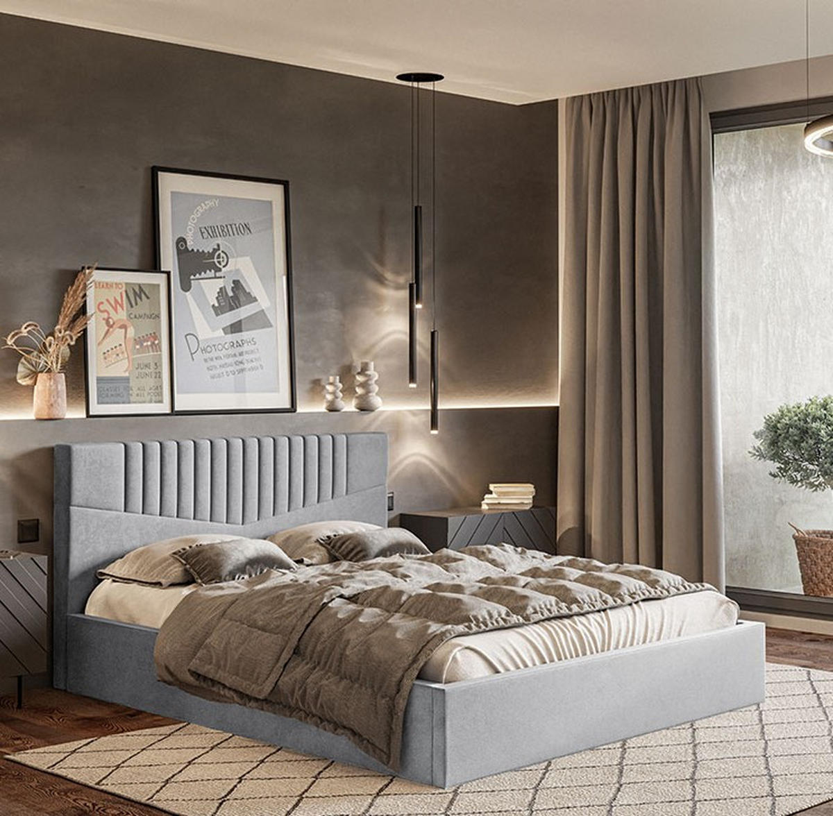 BETT Grau OLDO 7 Mit Bettkasten 120x200 cm - Grau, Textil (120/200cm) - Sepro Meble