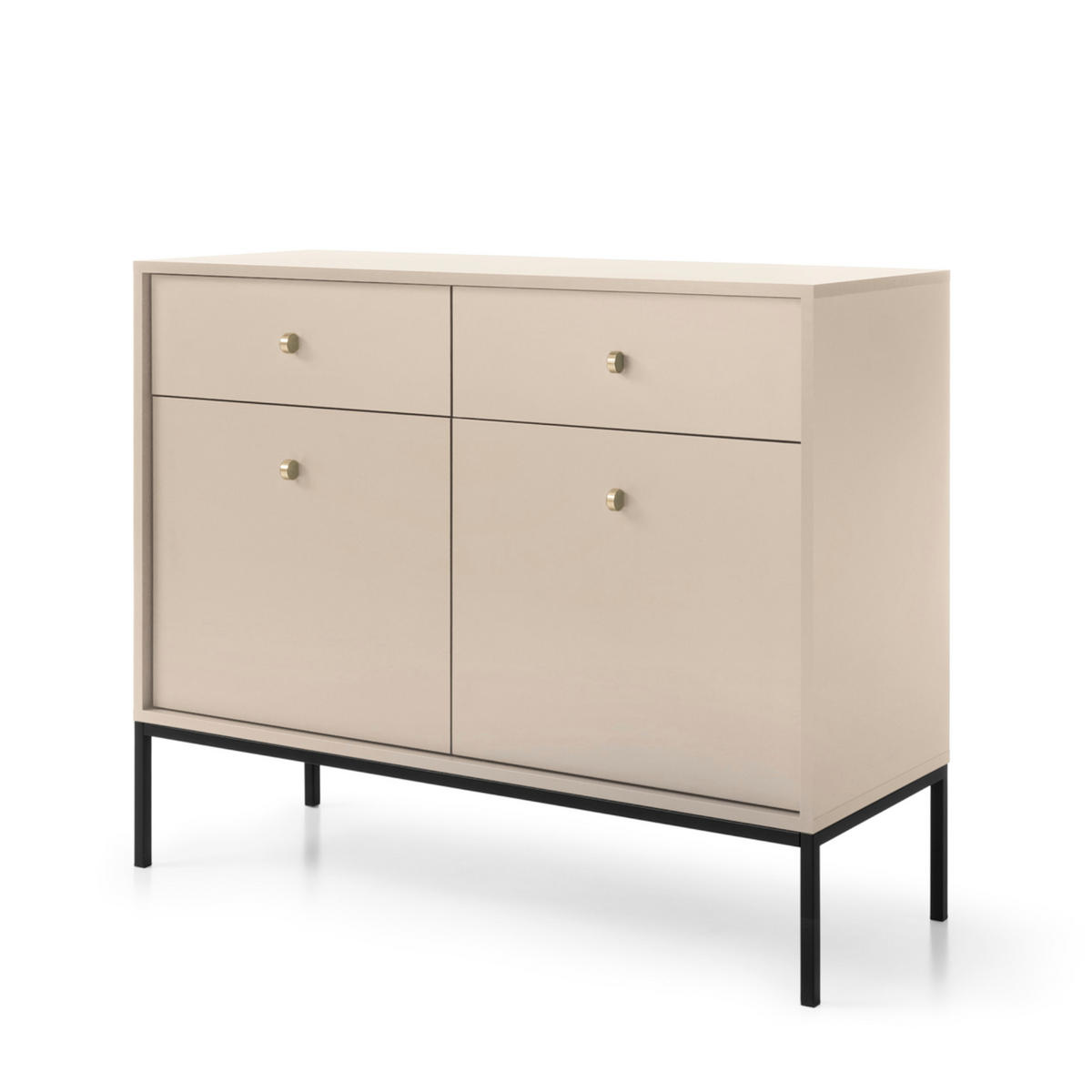 SIDEBOARD MONCTON KOM2-2D2S Metalgriffe, Beige - Beige, Holzwerkstoff/Kunststoff (104/83/39cm) - Komodee