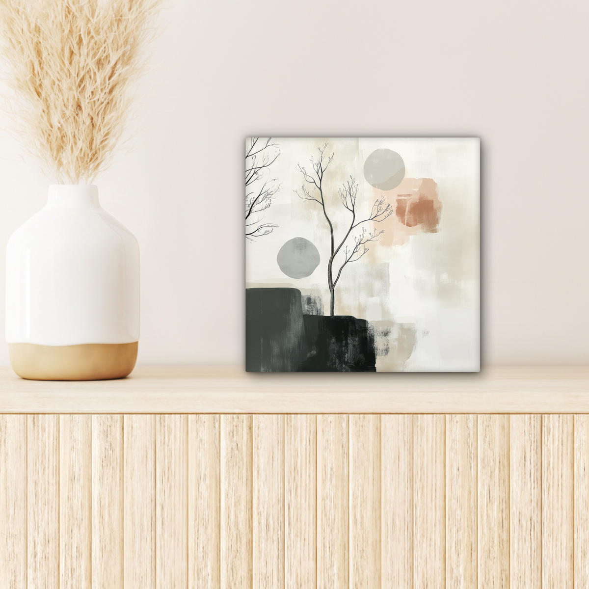 LEINWANDBILD Wabi sabi - Beige - Pflanze 20x20 cm - Sandfarben, Textil (20/20cm) - MuchoWow