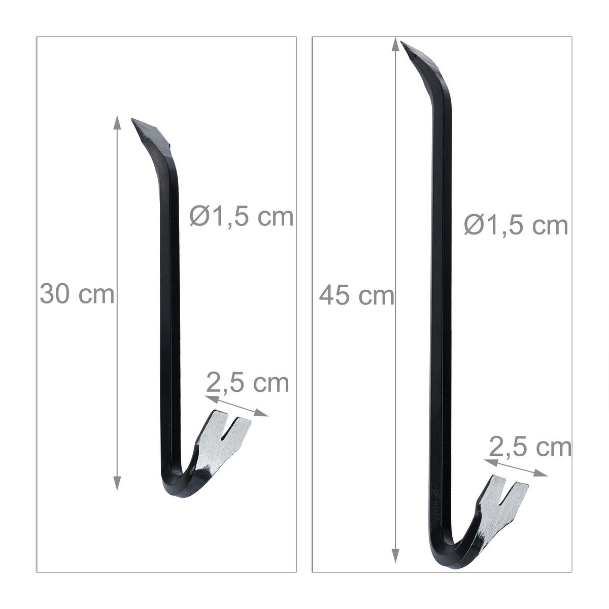 BRECHEISEN Set - Schwarz, Metall (2.5/58/4cm) - Relaxdays