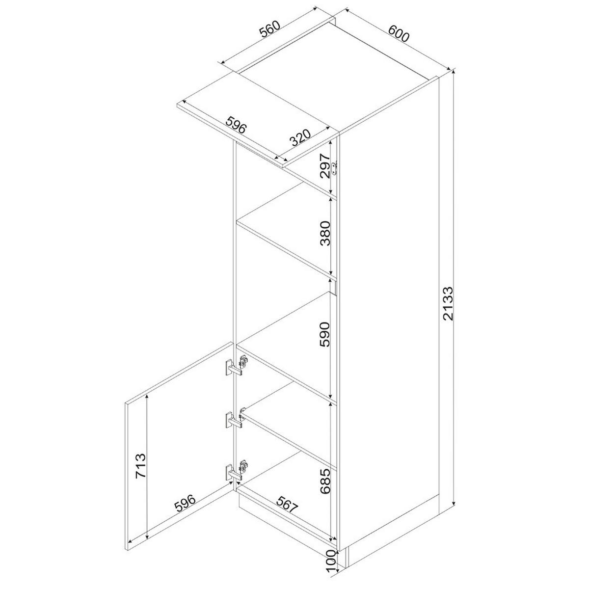 MIKROWELLENUMBAUSCHRANK - D60PK MVP/L ( S2100/20 ) - KATE - Stilvolles Küchenelement - Grau, Holz/Metall (60/213.3/56cm) - ROYAL24_MARKT