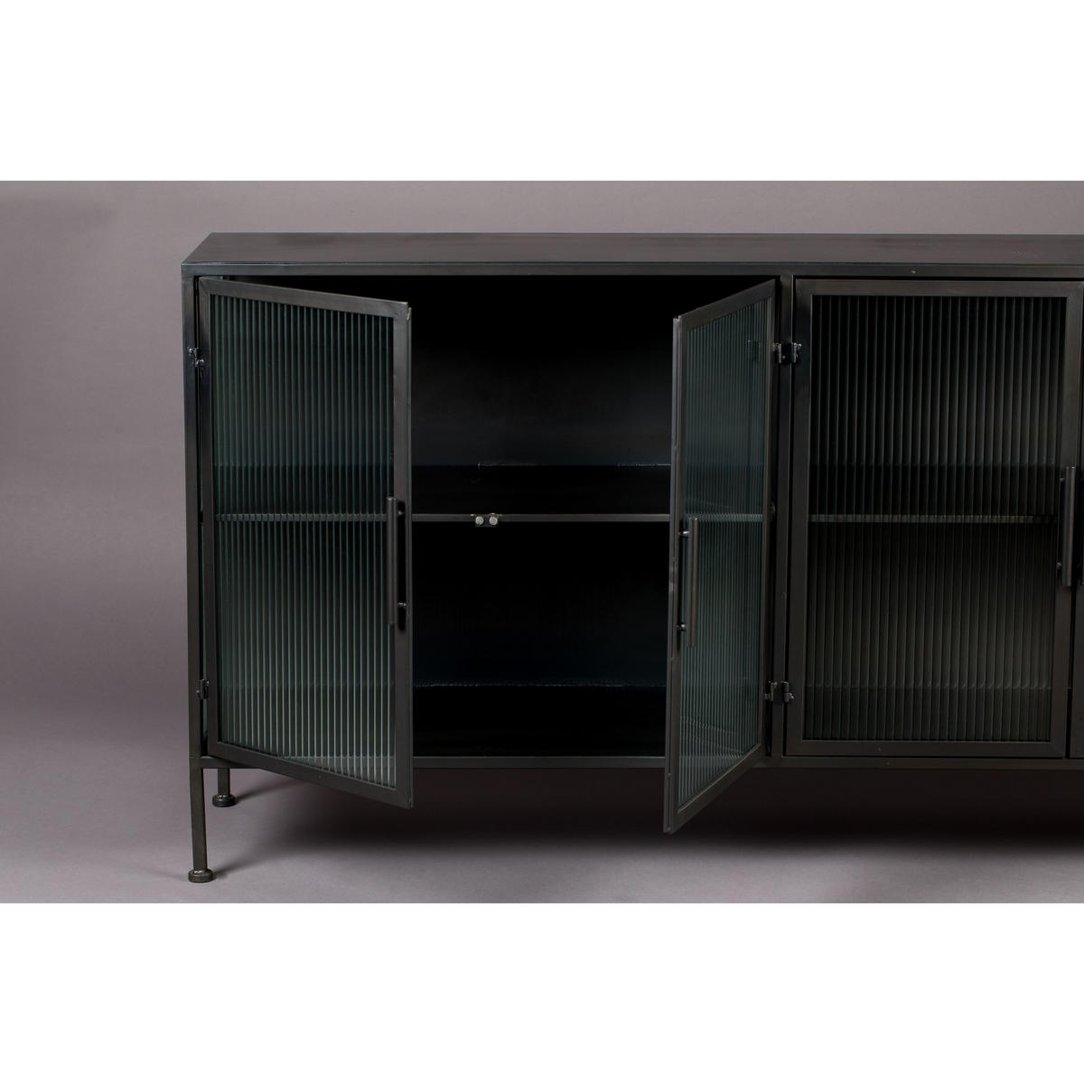 SIDEBOARD Boli Niedrig Metal Black - Schwarz, Metall (150/80/35cm) - Dutchbone