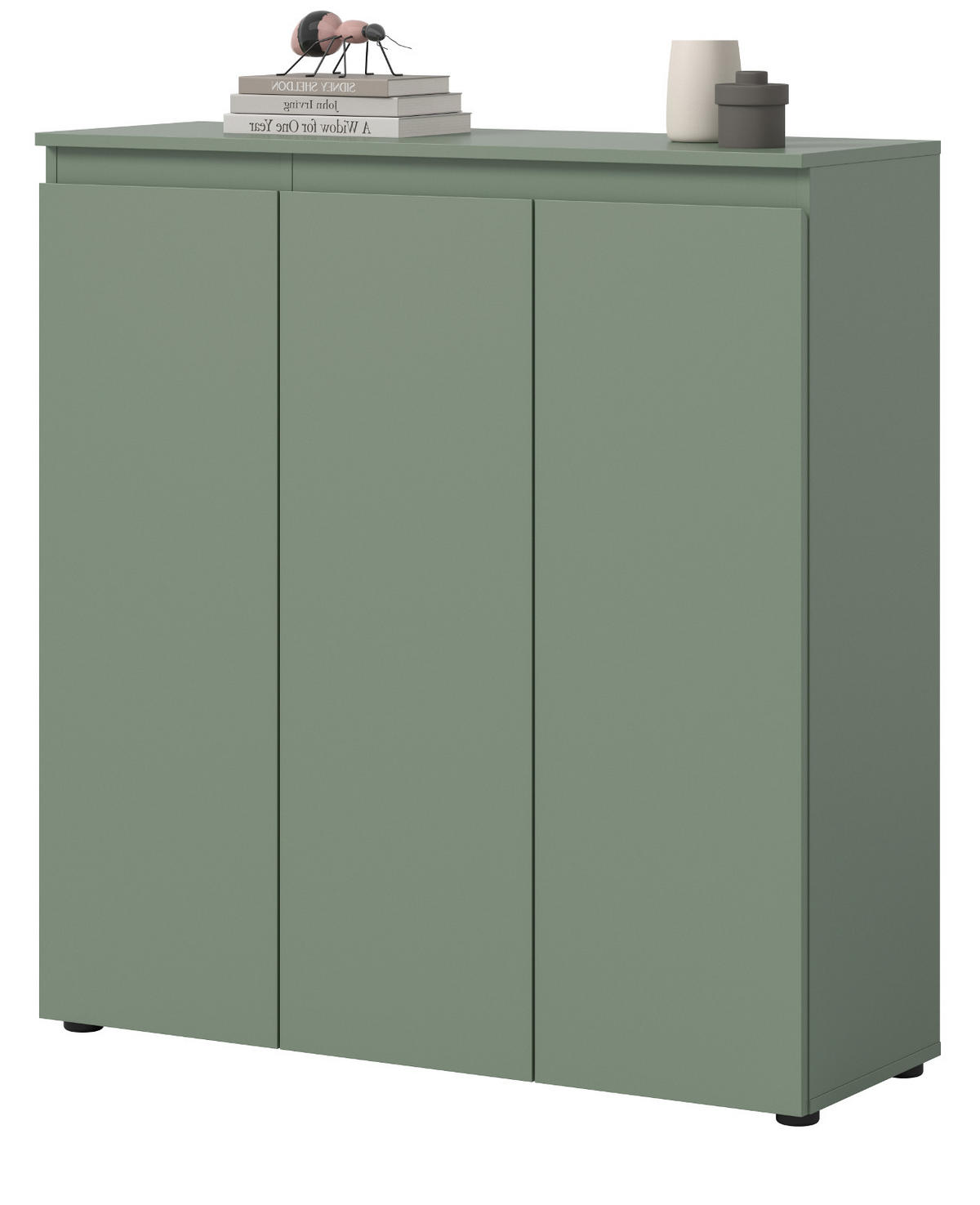 KOMMODE grün 105 x 11 cm, Anrichte mit 10 Fächern - Schwarz/Grün, Holzwerkstoff/Kunststoff (105/111/37cm) - Inn.Furn