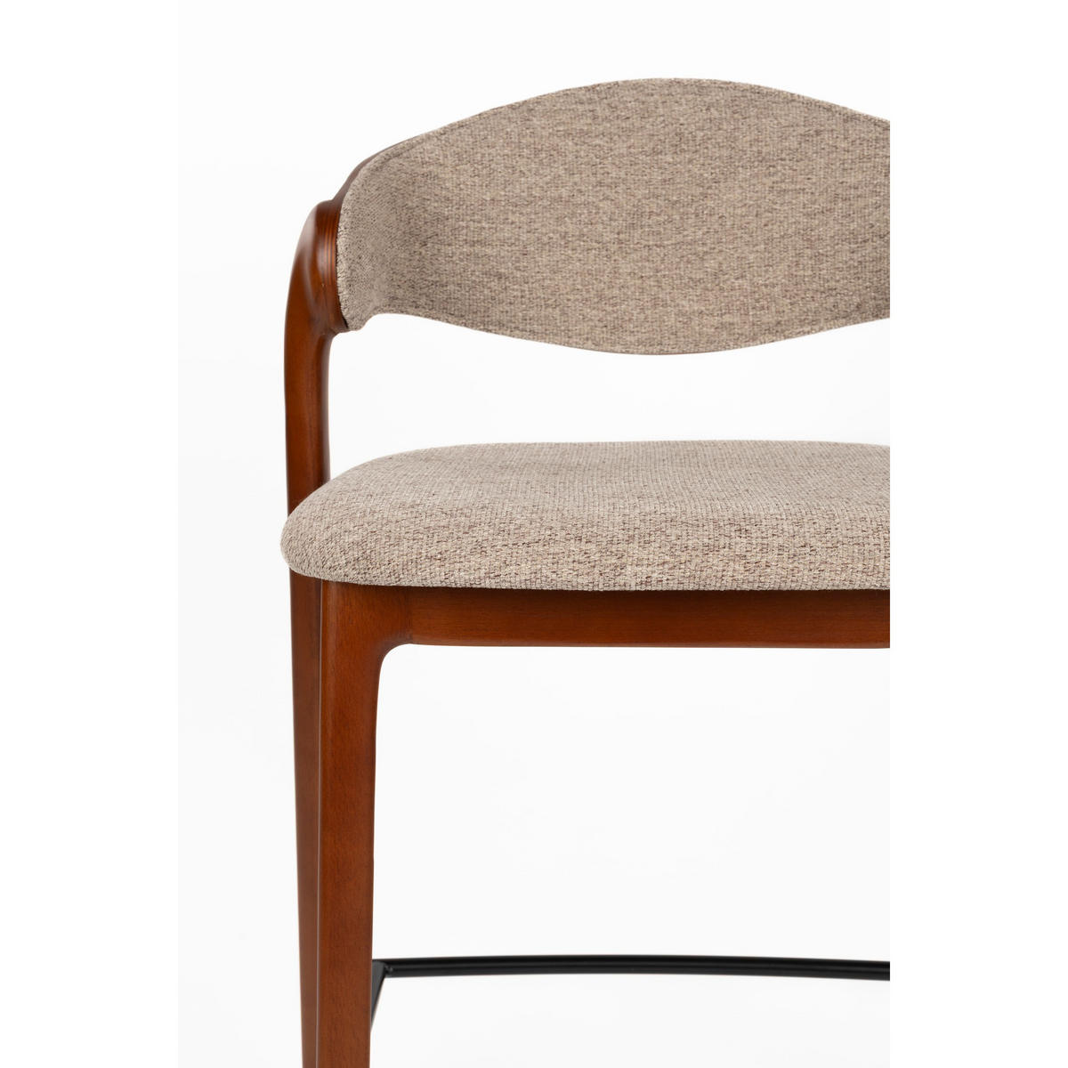 BARHOCKER Babington Rückenlehne 65 cm Walnuss - 2 er Set - Beige/Braun, Holz (57.7/91.5/51.4cm) - Dutchbone