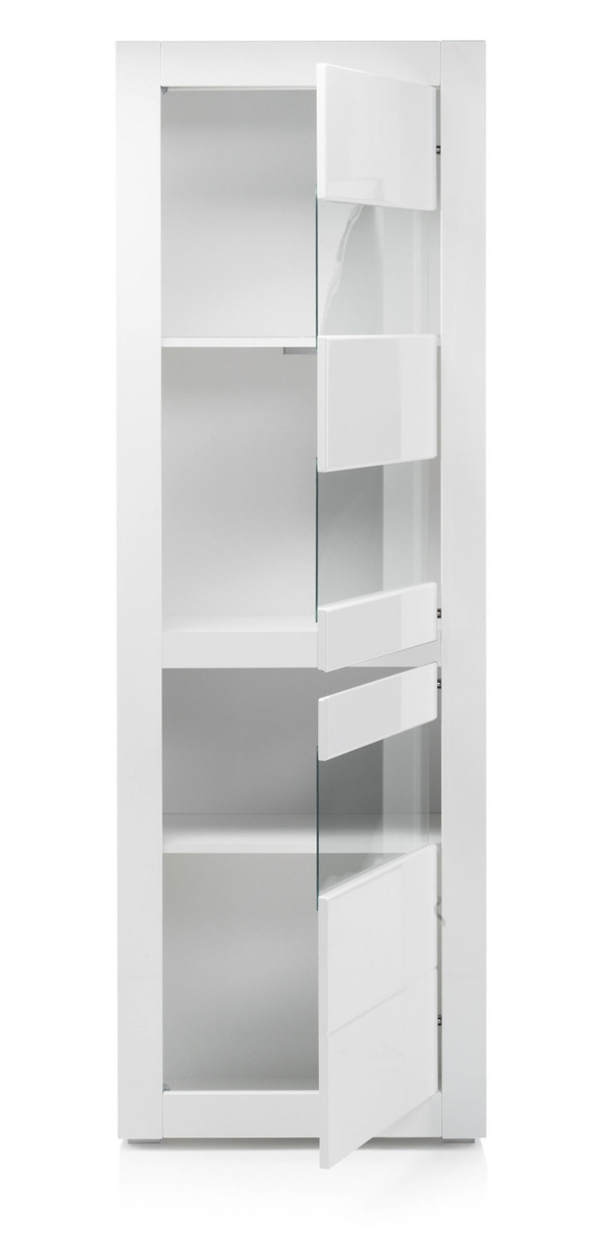 VITRINE Hochglanz weiß, mit weiß oder grau, 66 x 200 cm Soft-Close - Weiß Hochglanz/Weiß, Glas/Holzwerkstoff (66/198/35cm) - Furn.Design