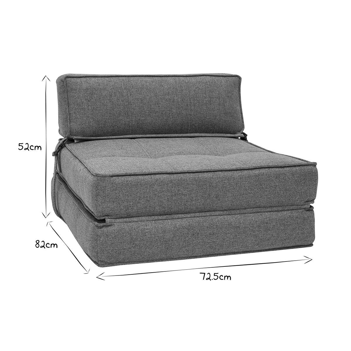 SCHLAFSESSEL 1-Sitzer Stoff Grau KATY - Grau, Textil (82/52/72.5cm) - Miliboo