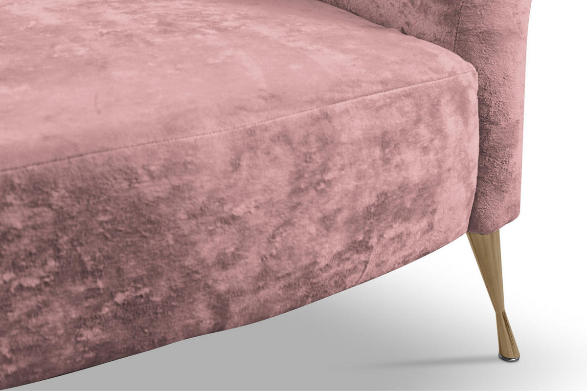 SITZGARNITUR Adria 2+1 - Dunkelrosa/Goldfarben, Holzwerkstoff/Textil (242/78/83cm) - Ravio