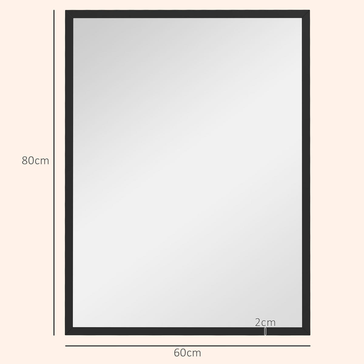WANDSPIEGEL MDF Glas Schwarz - Schwarz, Holzwerkstoff (2/80/60cm) - HOMCOM