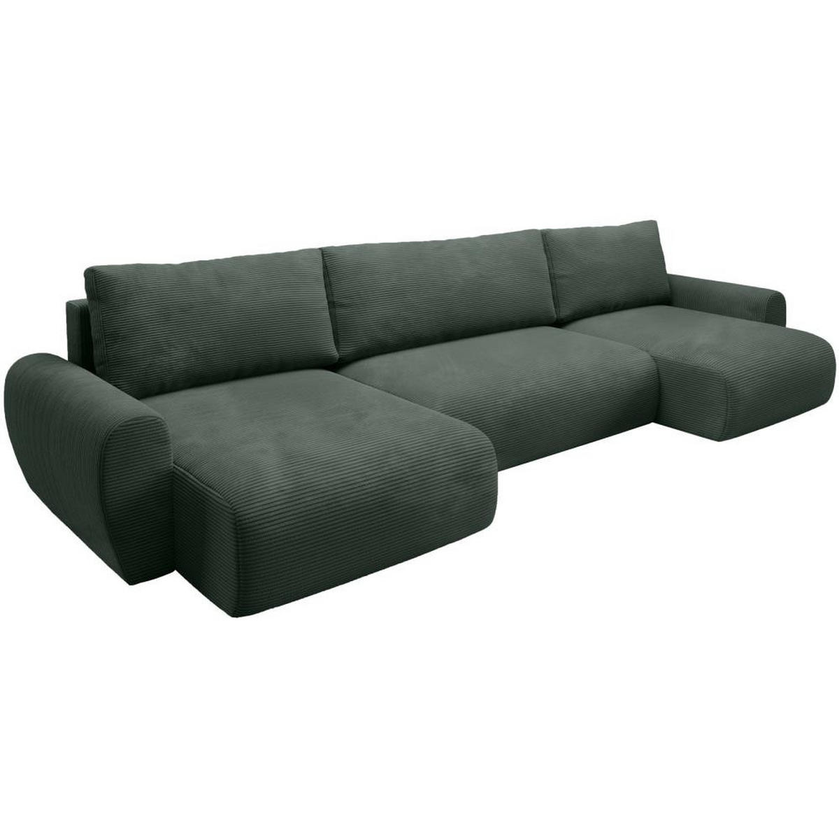WOHNLANDSCHAFT mit Schlaffunktion Poss U grün - Grün, Textil (395/70/153cm) - Beautysofa