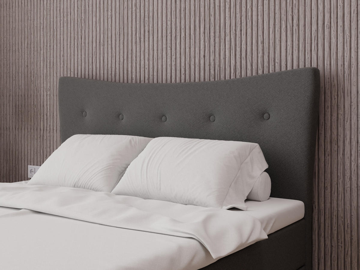 BOXBETT Nevada 160 x 200 cm Doppelbett mit hochwertiger Bonell-Matratze und Topper - Dunkelgrau - Dunkelgrau, Holz (160/200cm) - Panda Möbel