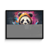 POSTER MIT RAHMEN Panda - Jacke - Graffiti - Orange 80x60 cm - Orange, Papier (80/60cm) - MuchoWow
