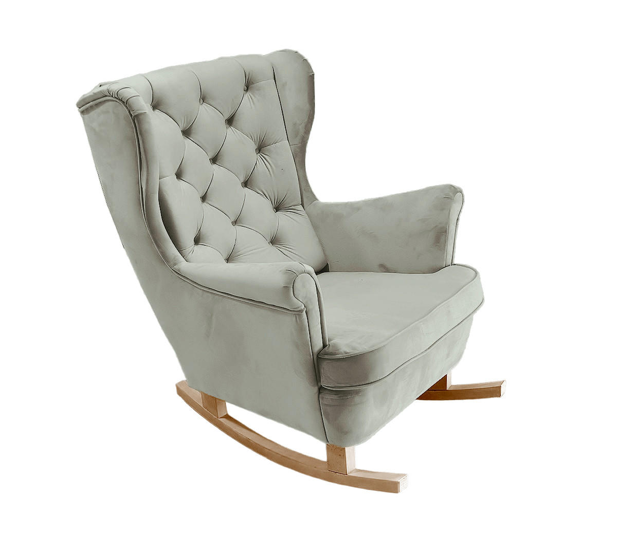 SCHAUKELSESSEL mit gepolstertem Sitz und Armlehnen, 102x81x95 cm, Asche_29856 - Buchefarben/Silbereichenfarben, Holz/Textil (81/102/95cm) - DomoHome