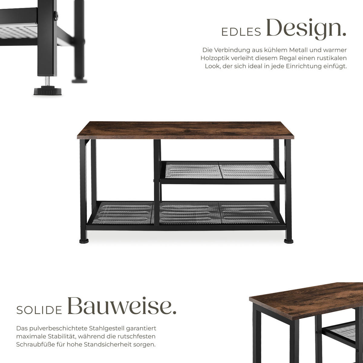 SCHUHREGAL Taunton,80 x 30 x 45,5 cm,Industrial Holz dunkel, rustikal - Rostfarben, Holz (30/45.5/80cm) - tectake