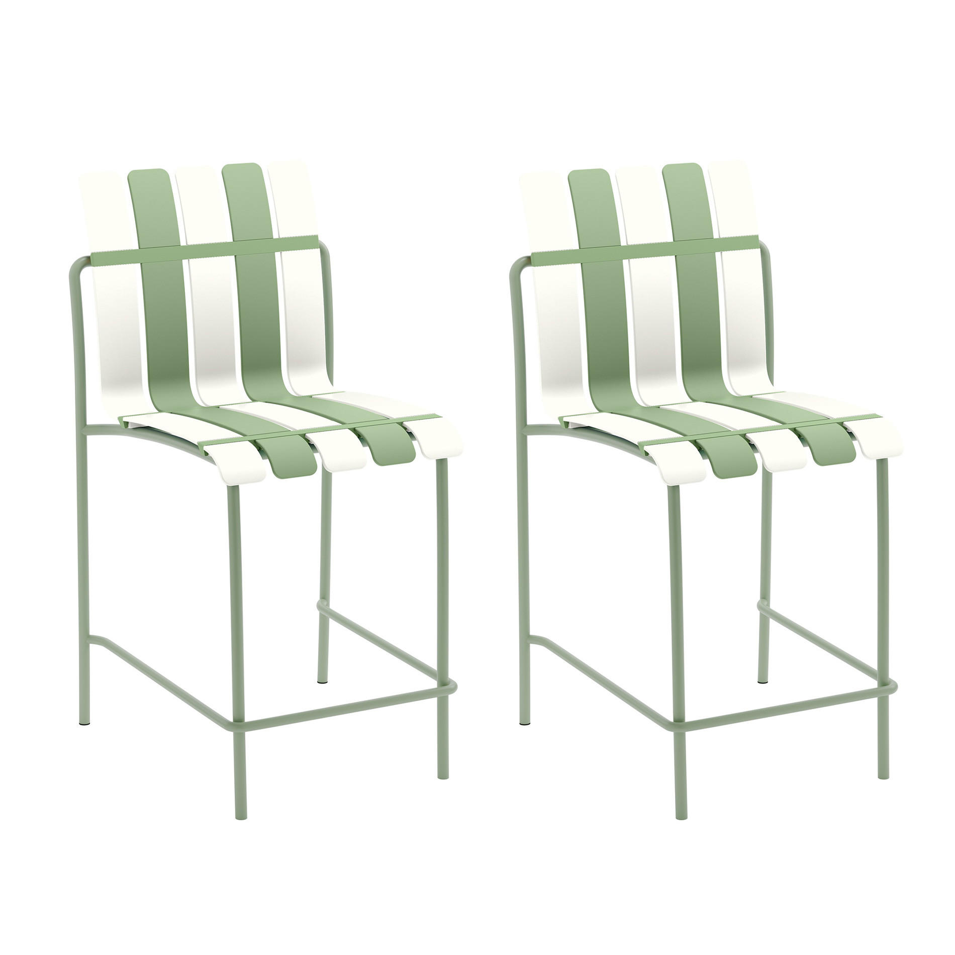 BARHOCKER Weiß Grün 54/49/110 cm 2er-Set - Grün, Metall (54/110/49cm) - Mobili Rebecca