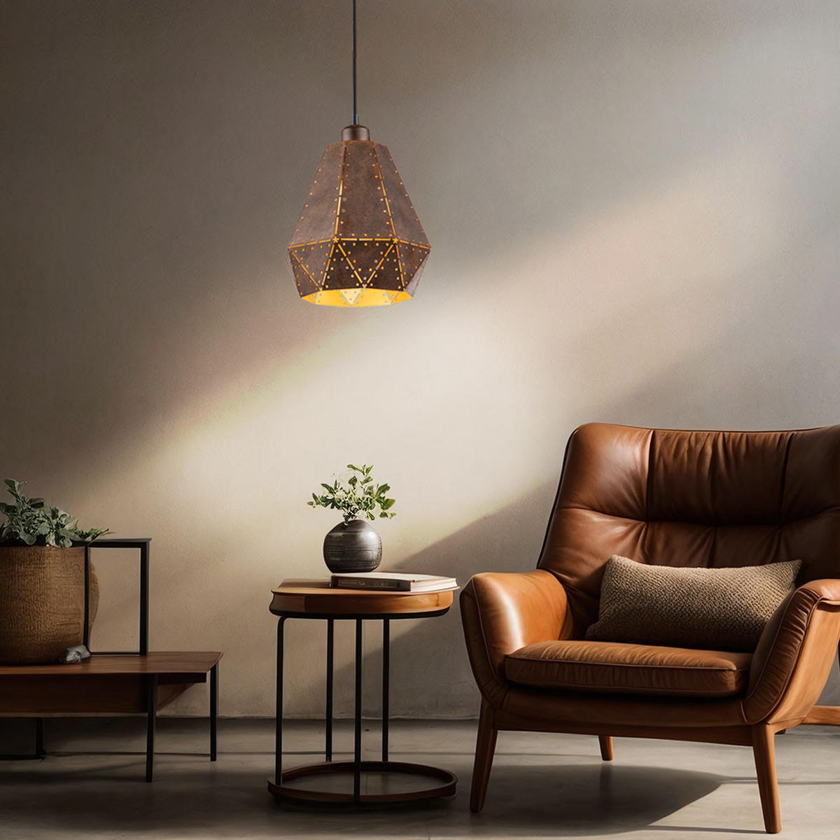 HÄNGELEUCHTE Stahl Rostfarben Braun RUBY - Braun, Metall (21.5/140/140cm) - Globo Lighting