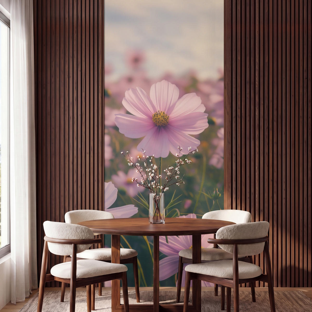 TAPETE - Blumen - Lila - Unscharf - 100x240 cm - Rosa, Papier (100/240cm) - OnlyWow