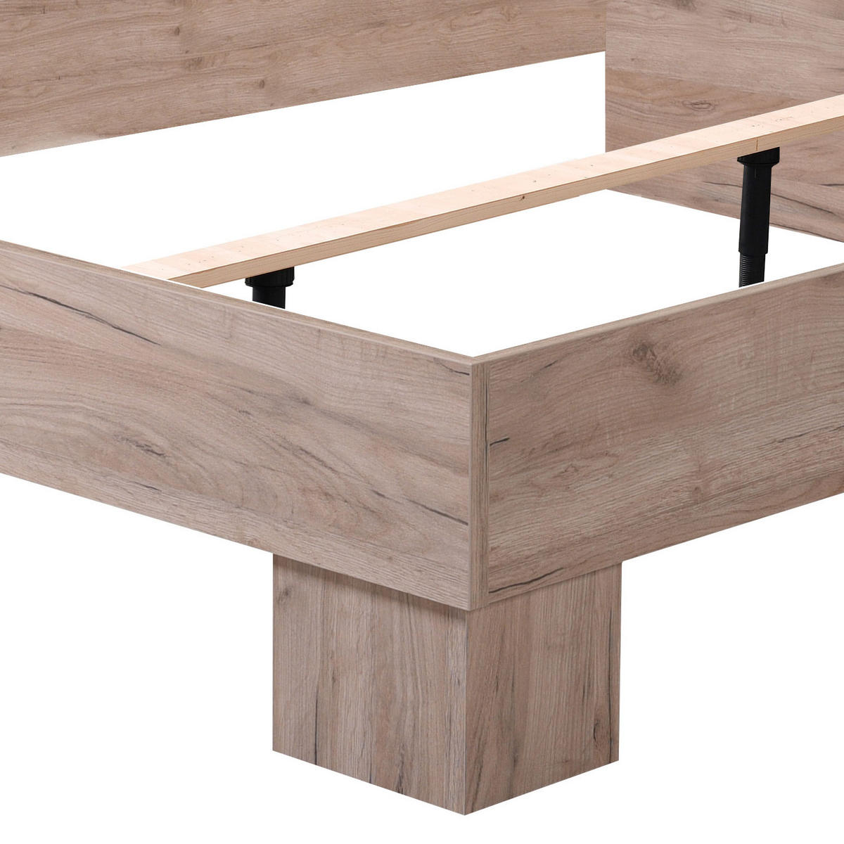 HOLZBETT Eiche 160/200 cm natur weiß - Grau, Holz - Homestyle4u