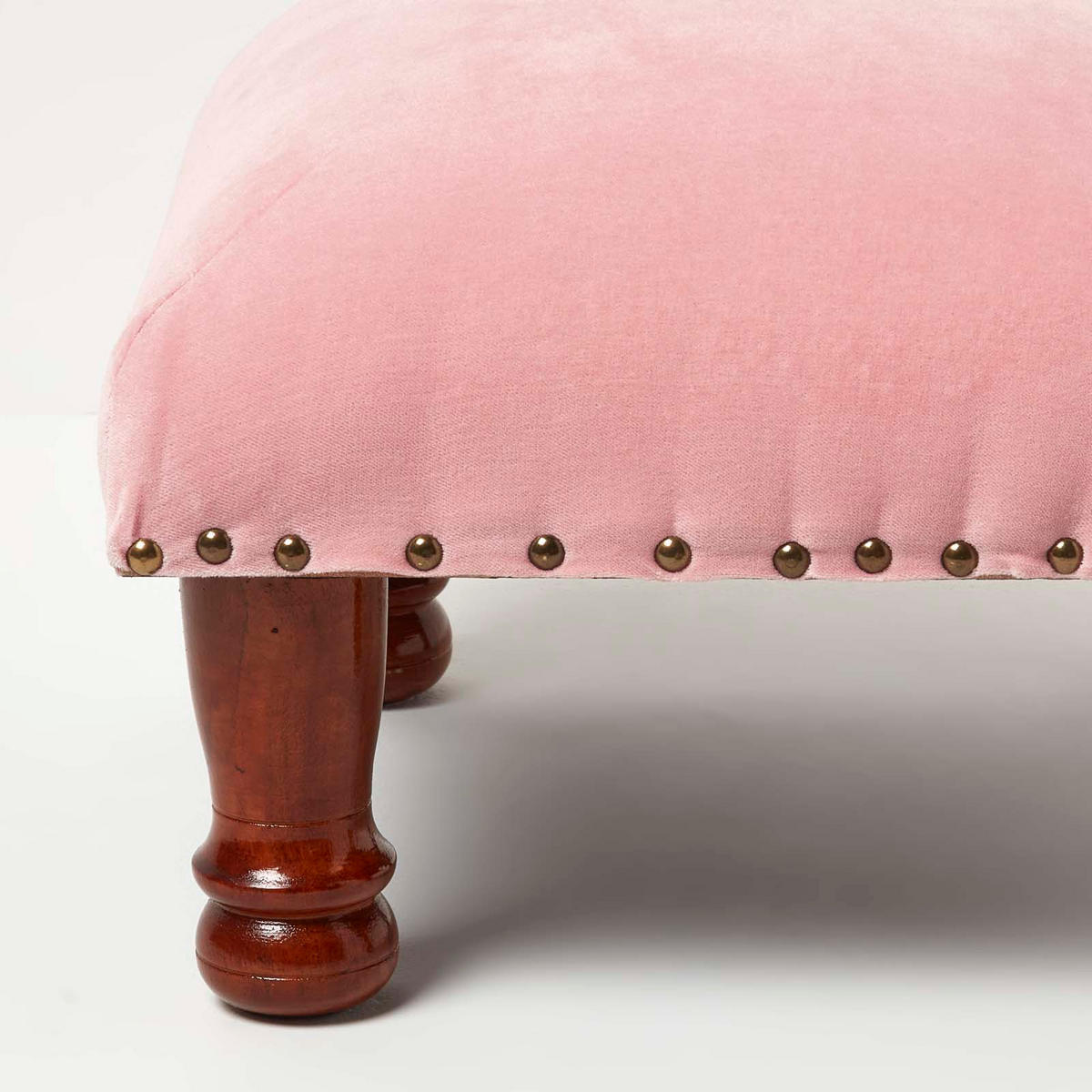 SAMT-HOCKER Mable, rosa mit Holzbeinen, 40/40/25 cm - Rosa, Textil (40/25/40cm) - Homescapes