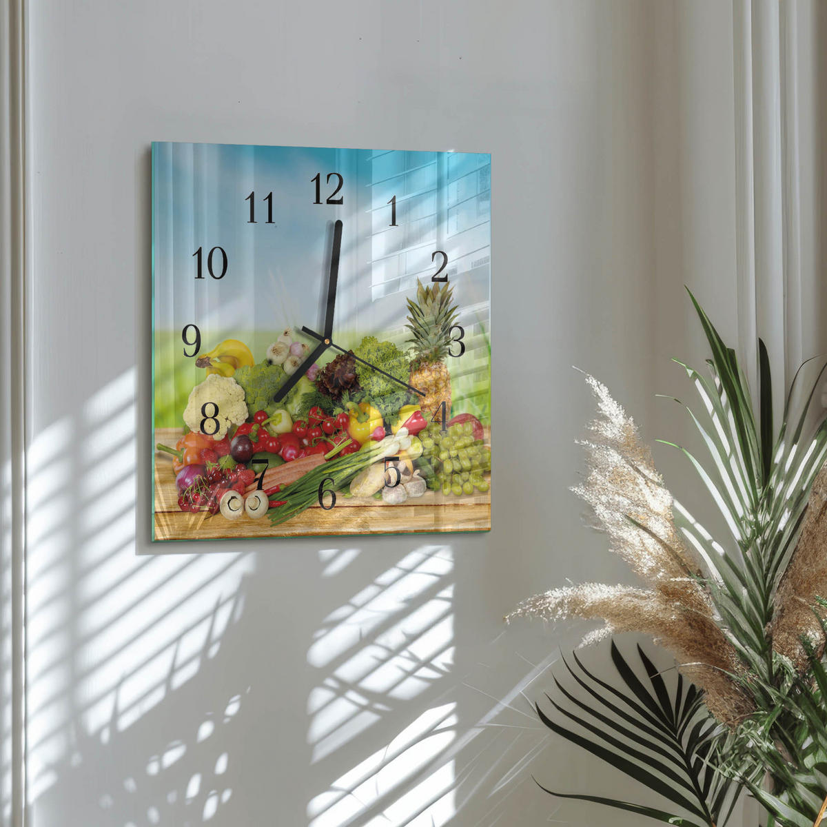 WANDUHR 30x30 cm - Gemüse Obst - Multicolor, Glas (30/30/0.4cm) - TULUP