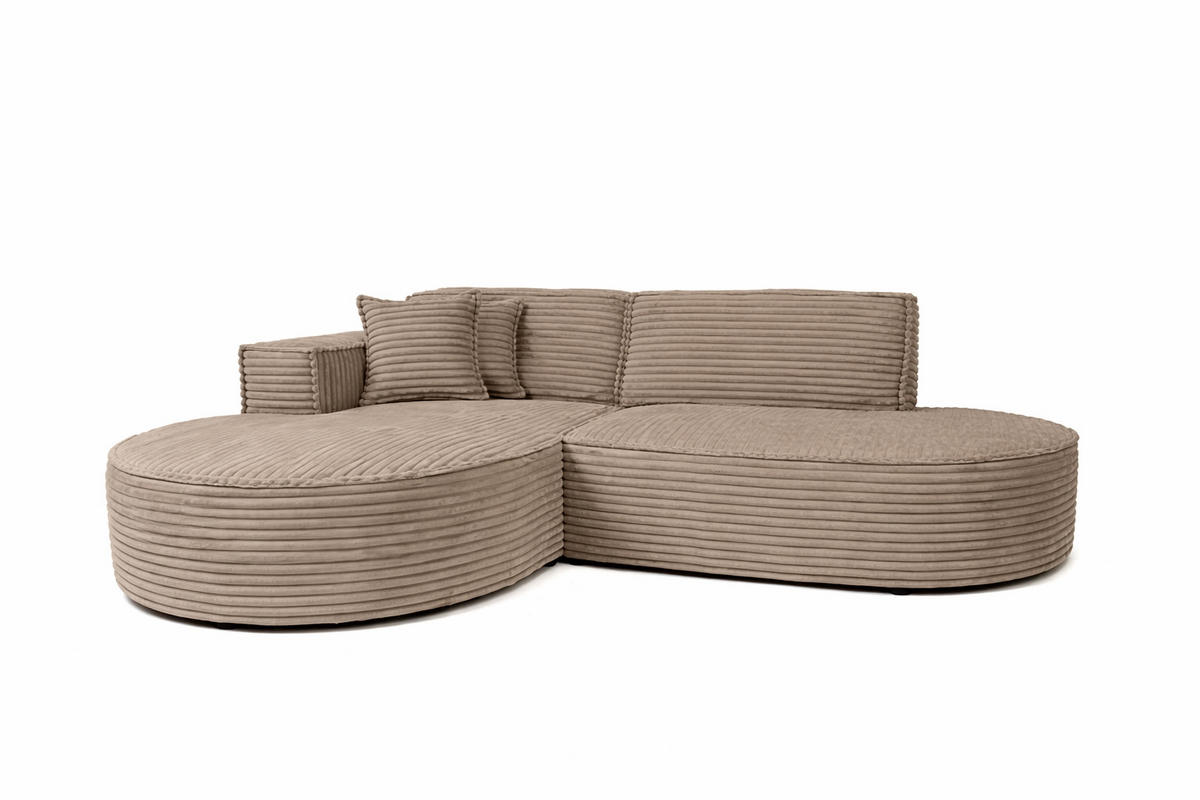 ECKSOFA L-Form, Cordstoff Velo, Beige, Links, Modena Studio - Beige, Holz (236/165cm) - Kaiser Möbel