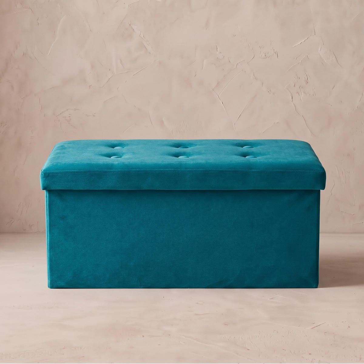 SAMTHOCKER mit Stauraum 76/38/38 cm - Blau, Textil (38/38/76cm) - SCENA LIVING