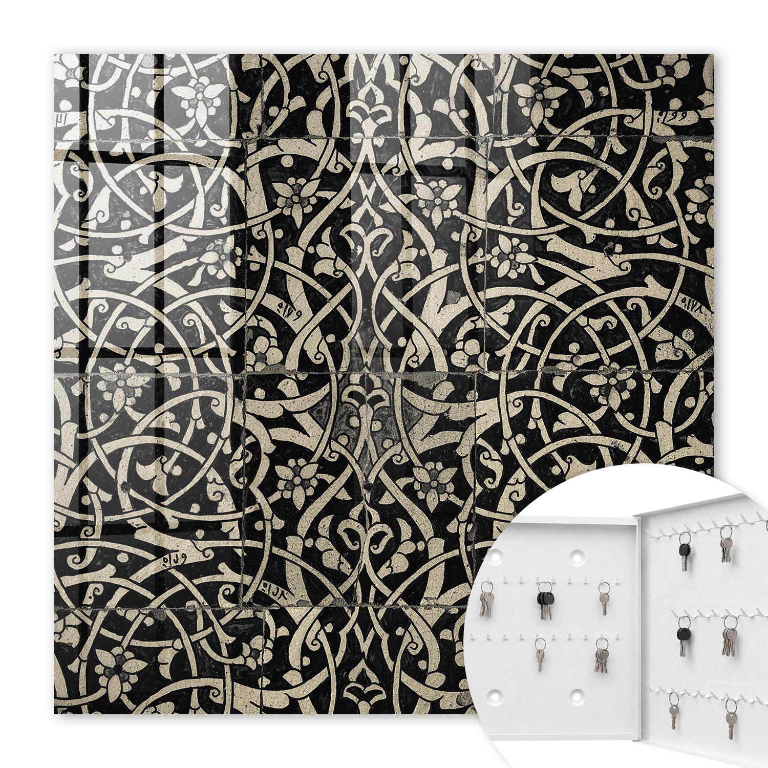 SCHLÜSSELBOX Weiß 30x30 cm – Türöffnung nach rechts - Dekorative Eleganz - Beige, Metall (30/30/5cm) - TULUP