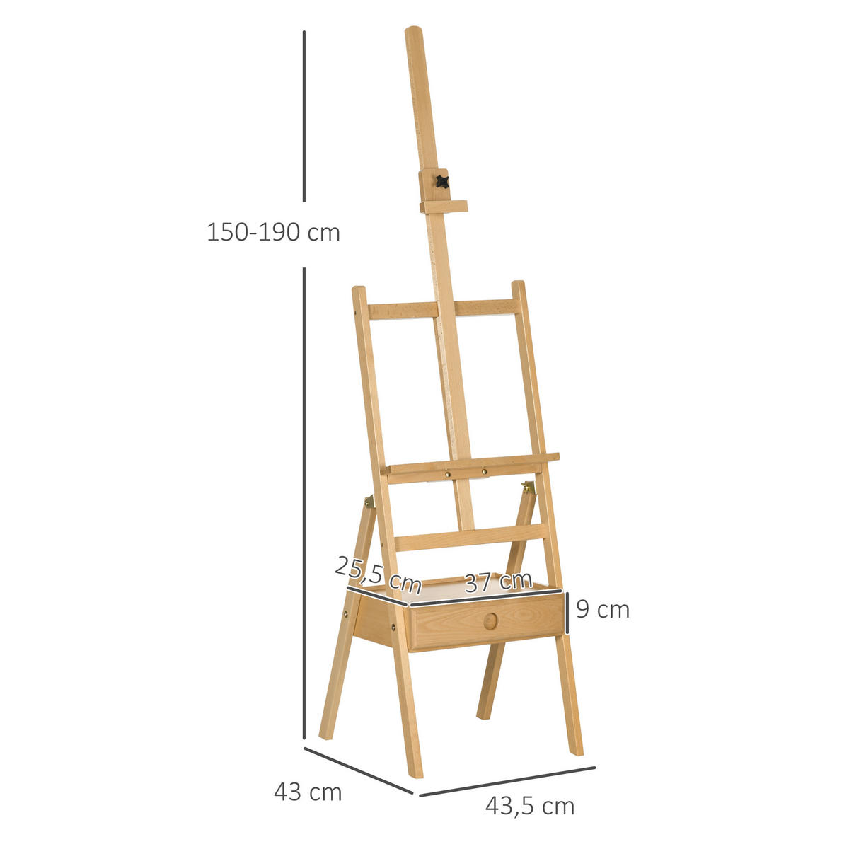 MALSTAFFELEI DE-16685 mit Schublade und höhenverstellbar Natur - Naturfarben, Holzwerkstoff (43/190/43.5cm) - ComfortXL