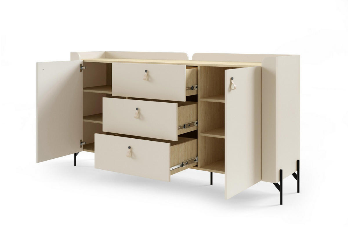 KOMMODE SOVI 05 180 / 95 / 42 cm in Macadamia / Eiche Mavelie - Eichefarben/Beige, Holzwerkstoff (180/95/42cm) - Deine Möbel 24