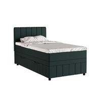 BOXBETT AVALON 100 x 200 cm mit Bettkasten und Topper - Dunkelgrün - Dunkelgrün, Holz - Panda Möbel