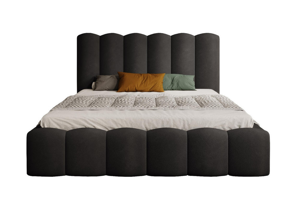 POLSTERBETT Polsterbett Mona V 140x200 cm – Komfortables Bett mit Stauraum & Dekorativem Design, Schwarz - Schwarz, Holzwerkstoff/Kunststoff (140/200cm) - DomoHome