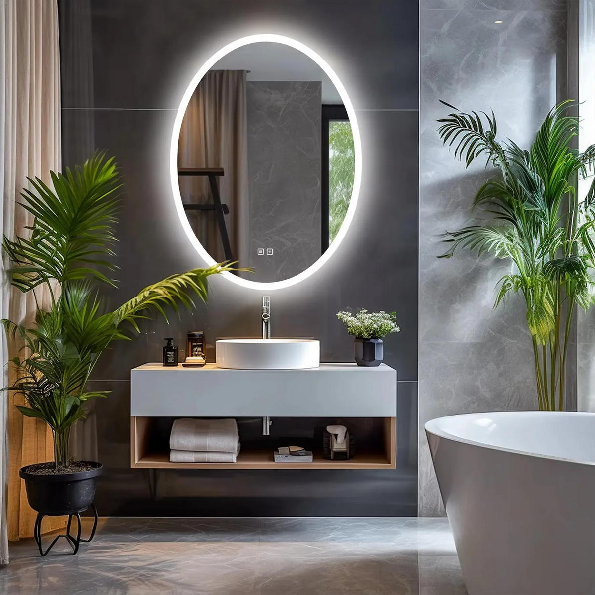 SPIEGEL Rea Led 60x80cm Wwa - Chromfarben, Glas (60/80/2cm) - REA